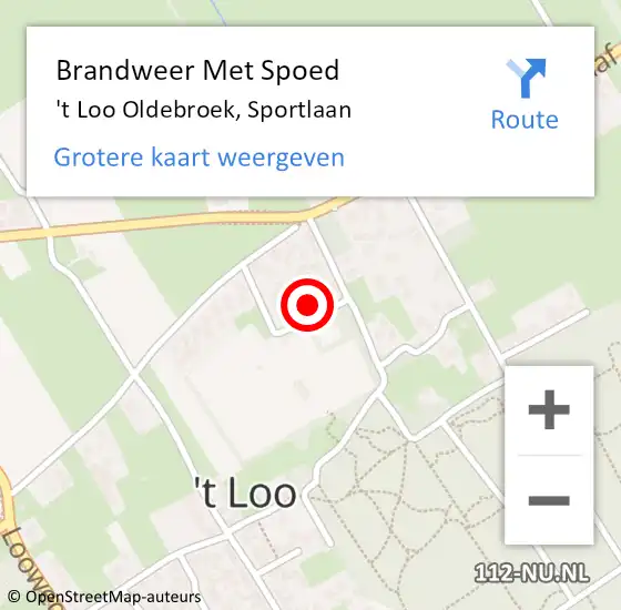 Locatie op kaart van de 112 melding: Brandweer Met Spoed Naar 't Loo Oldebroek, Sportlaan op 22 september 2022 10:41