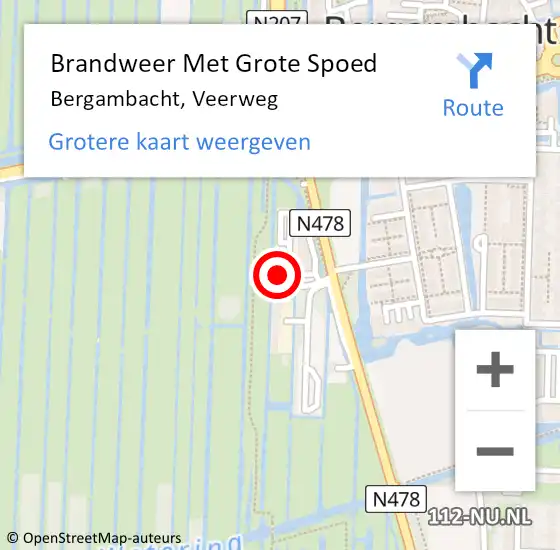 Locatie op kaart van de 112 melding: Brandweer Met Grote Spoed Naar Bergambacht, Veerweg op 22 september 2022 10:42