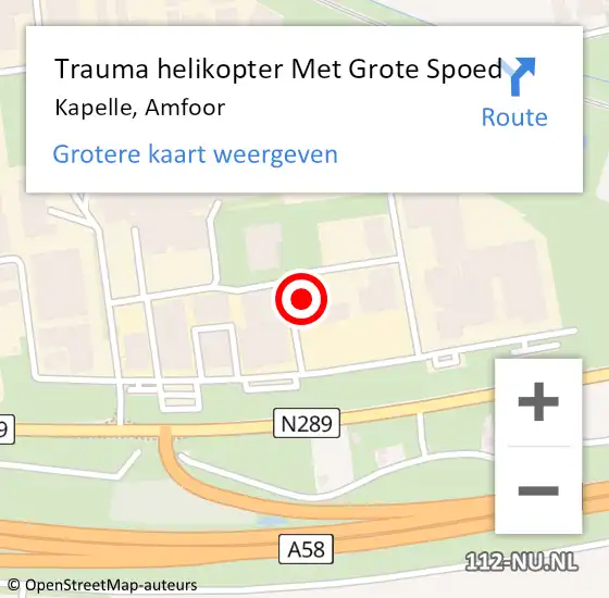 Locatie op kaart van de 112 melding: Trauma helikopter Met Grote Spoed Naar Kapelle, Amfoor op 22 september 2022 10:44