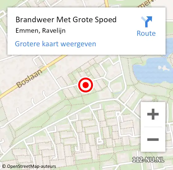 Locatie op kaart van de 112 melding: Brandweer Met Grote Spoed Naar Emmen, Ravelijn op 22 september 2022 10:52