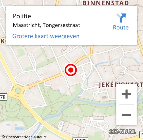 Locatie op kaart van de 112 melding: Politie Maastricht, Tongersestraat op 22 september 2022 11:10