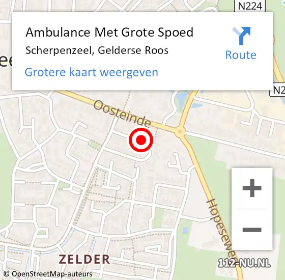 Locatie op kaart van de 112 melding: Ambulance Met Grote Spoed Naar Scherpenzeel, Gelderse Roos op 22 september 2022 11:25
