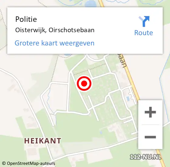 Locatie op kaart van de 112 melding: Politie Oisterwijk, Oirschotsebaan op 22 september 2022 11:36