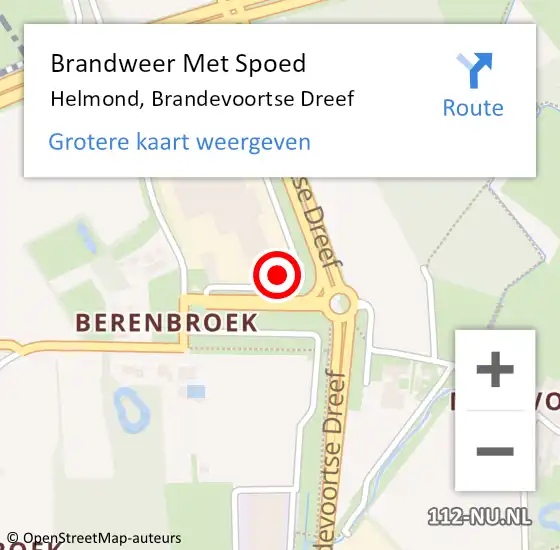 Locatie op kaart van de 112 melding: Brandweer Met Spoed Naar Helmond, Brandevoortse Dreef op 22 september 2022 11:39