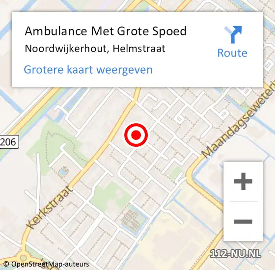 Locatie op kaart van de 112 melding: Ambulance Met Grote Spoed Naar Noordwijkerhout, Helmstraat op 22 september 2022 11:41