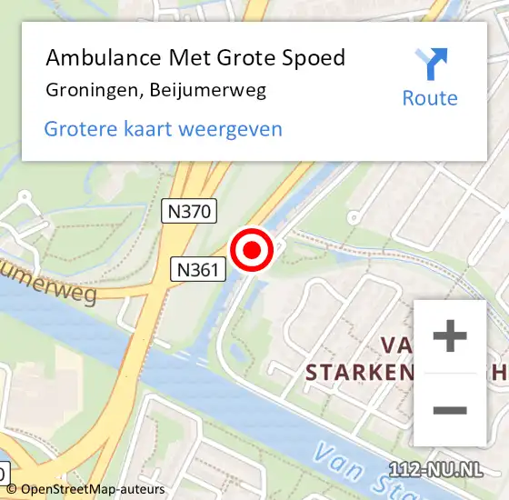 Locatie op kaart van de 112 melding: Ambulance Met Grote Spoed Naar Groningen, Beijumerweg op 22 september 2022 11:47