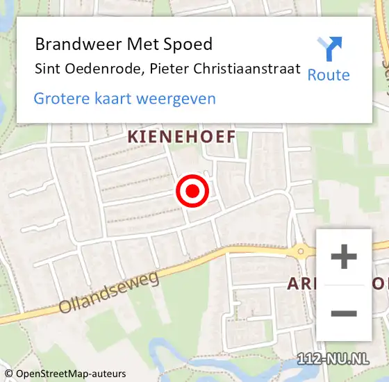 Locatie op kaart van de 112 melding: Brandweer Met Spoed Naar Sint Oedenrode, Pieter Christiaanstraat op 22 september 2022 12:09