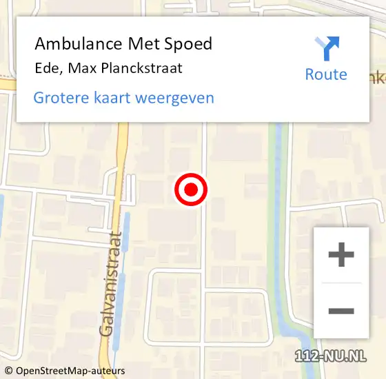 Locatie op kaart van de 112 melding: Ambulance Met Spoed Naar Ede, Max Planckstraat op 22 september 2022 12:22