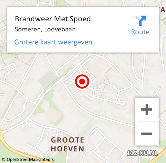 Locatie op kaart van de 112 melding: Brandweer Met Spoed Naar Someren, Loovebaan op 22 september 2022 12:37