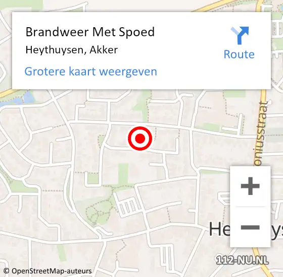 Locatie op kaart van de 112 melding: Brandweer Met Spoed Naar Heythuysen, Akker op 22 september 2022 13:15