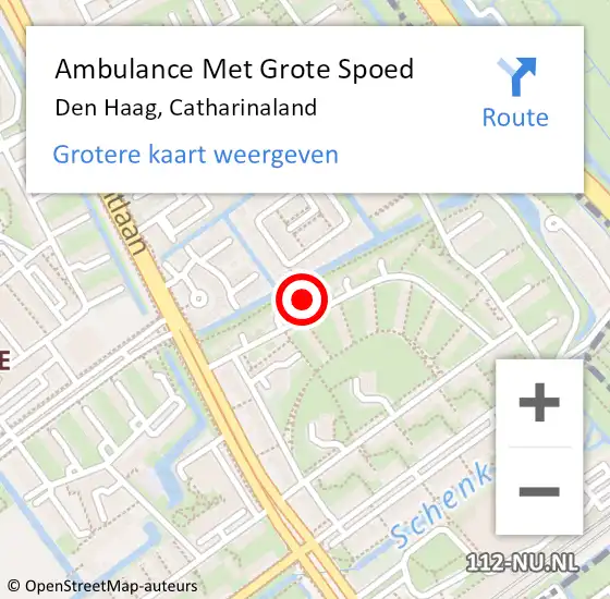 Locatie op kaart van de 112 melding: Ambulance Met Grote Spoed Naar Den Haag, Catharinaland op 22 september 2022 13:25