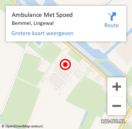 Locatie op kaart van de 112 melding: Ambulance Met Spoed Naar Bemmel, Lingewal op 22 september 2022 13:29