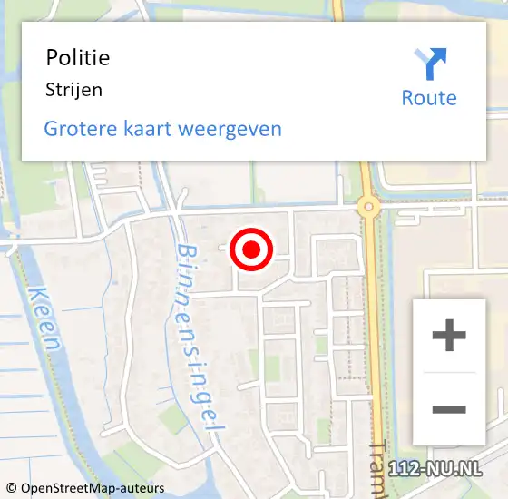 Locatie op kaart van de 112 melding: Politie Strijen op 22 september 2022 13:37