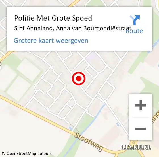 Locatie op kaart van de 112 melding: Politie Met Grote Spoed Naar Sint Annaland, Anna van Bourgondiëstraat op 22 september 2022 13:41