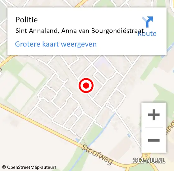 Locatie op kaart van de 112 melding: Politie Sint Annaland, Anna van Bourgondiëstraat op 22 september 2022 13:41