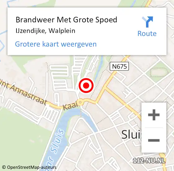 Locatie op kaart van de 112 melding: Brandweer Met Grote Spoed Naar IJzendijke, Walplein op 22 september 2022 13:48