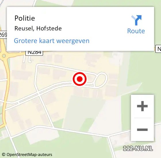 Locatie op kaart van de 112 melding: Politie Reusel, Hofstede op 22 september 2022 14:01