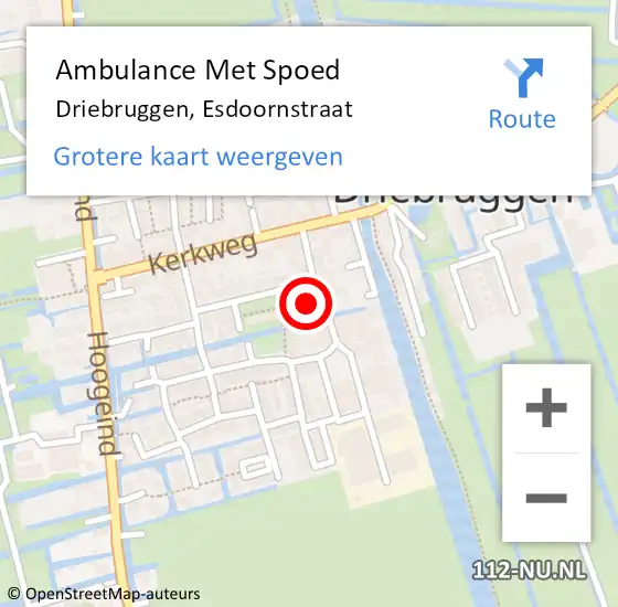 Locatie op kaart van de 112 melding: Ambulance Met Spoed Naar Driebruggen, Esdoornstraat op 22 september 2022 14:06