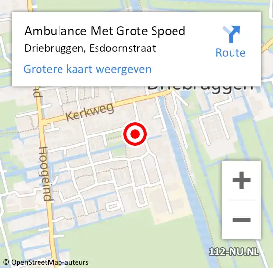 Locatie op kaart van de 112 melding: Ambulance Met Grote Spoed Naar Driebruggen, Esdoornstraat op 22 september 2022 14:13