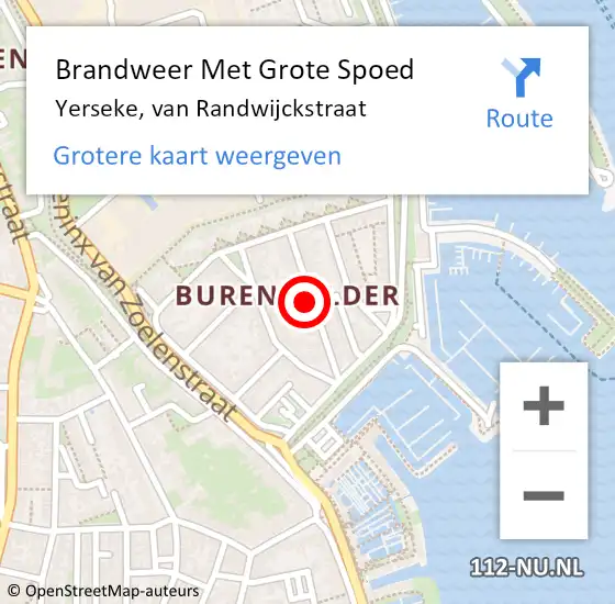 Locatie op kaart van de 112 melding: Brandweer Met Grote Spoed Naar Yerseke, van Randwijckstraat op 22 september 2022 14:40