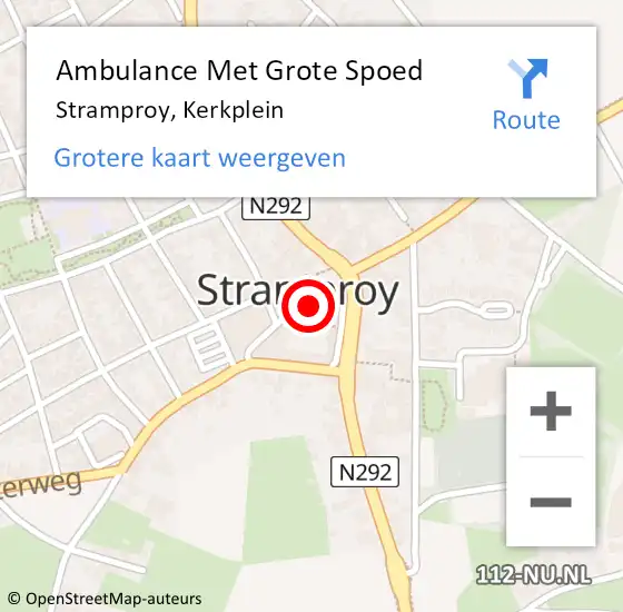 Locatie op kaart van de 112 melding: Ambulance Met Grote Spoed Naar Stramproy, Kerkplein op 22 september 2022 14:44