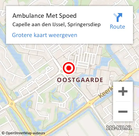 Locatie op kaart van de 112 melding: Ambulance Met Spoed Naar Capelle aan den IJssel, Springersdiep op 22 september 2022 14:48