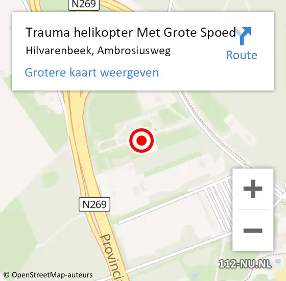 Locatie op kaart van de 112 melding: Trauma helikopter Met Grote Spoed Naar Hilvarenbeek, Ambrosiusweg op 22 september 2022 14:50