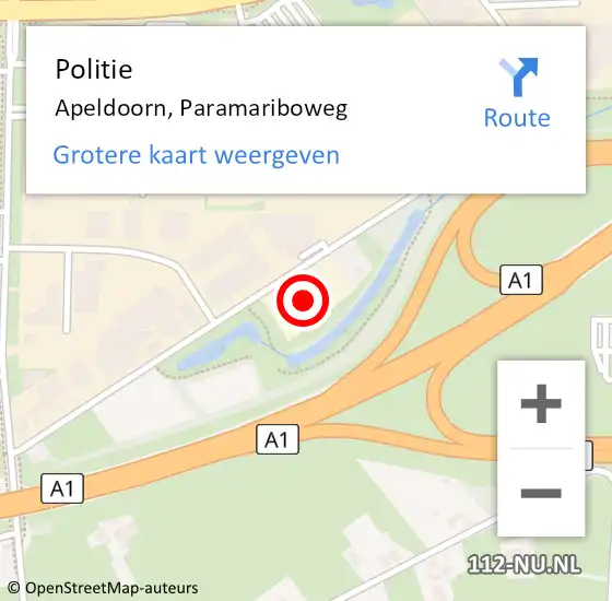 Locatie op kaart van de 112 melding: Politie Apeldoorn, Paramariboweg op 22 september 2022 14:54