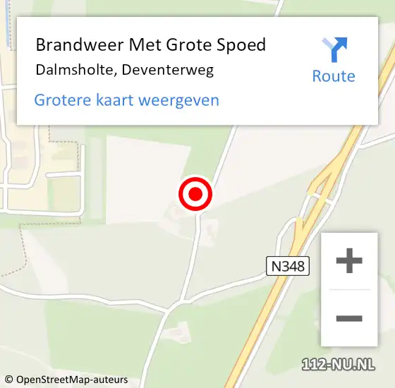 Locatie op kaart van de 112 melding: Brandweer Met Grote Spoed Naar Dalmsholte, Deventerweg op 30 juli 2014 06:55