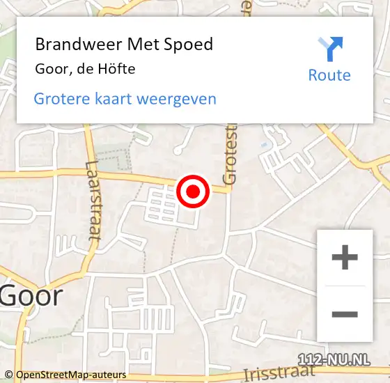 Locatie op kaart van de 112 melding: Brandweer Met Spoed Naar Goor, de Höfte op 22 september 2022 15:07