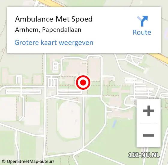 Locatie op kaart van de 112 melding: Ambulance Met Spoed Naar Arnhem, Papendallaan op 22 september 2022 15:08
