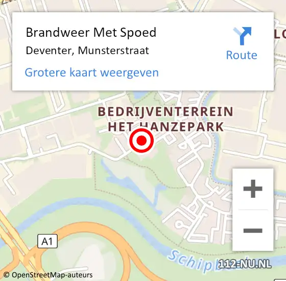 Locatie op kaart van de 112 melding: Brandweer Met Spoed Naar Deventer, Munsterstraat op 30 juli 2014 06:59