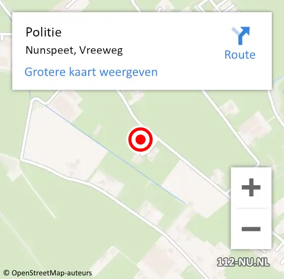 Locatie op kaart van de 112 melding: Politie Nunspeet, Vreeweg op 22 september 2022 15:15