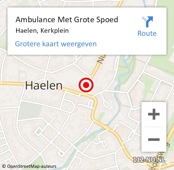 Locatie op kaart van de 112 melding: Ambulance Met Grote Spoed Naar Haelen, Kerkplein op 22 september 2022 15:40