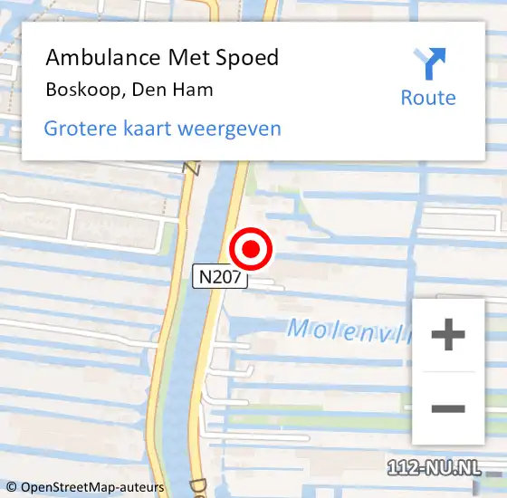 Locatie op kaart van de 112 melding: Ambulance Met Spoed Naar Boskoop, Den Ham op 22 september 2022 15:43
