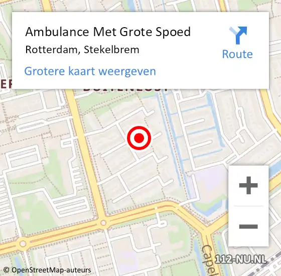 Locatie op kaart van de 112 melding: Ambulance Met Grote Spoed Naar Rotterdam, Stekelbrem op 22 september 2022 15:44