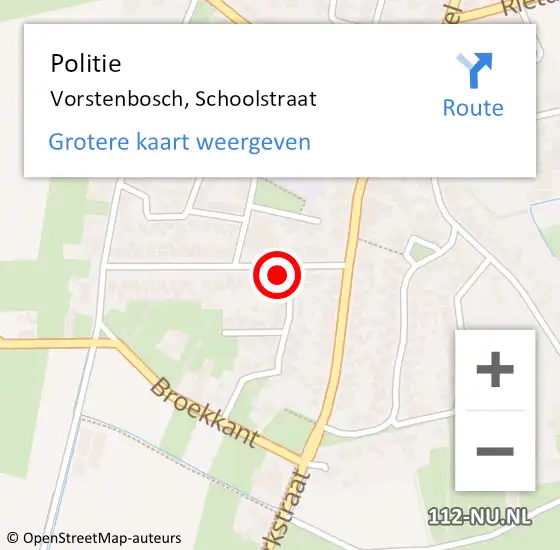 Locatie op kaart van de 112 melding: Politie Vorstenbosch, Schoolstraat op 22 september 2022 15:48