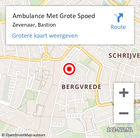 Locatie op kaart van de 112 melding: Ambulance Met Grote Spoed Naar Zevenaar, Bastion op 22 september 2022 15:53