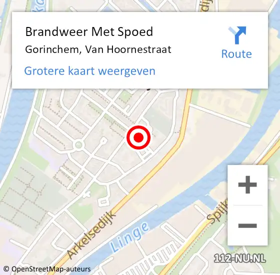 Locatie op kaart van de 112 melding: Brandweer Met Spoed Naar Gorinchem, Van Hoornestraat op 22 september 2022 16:32