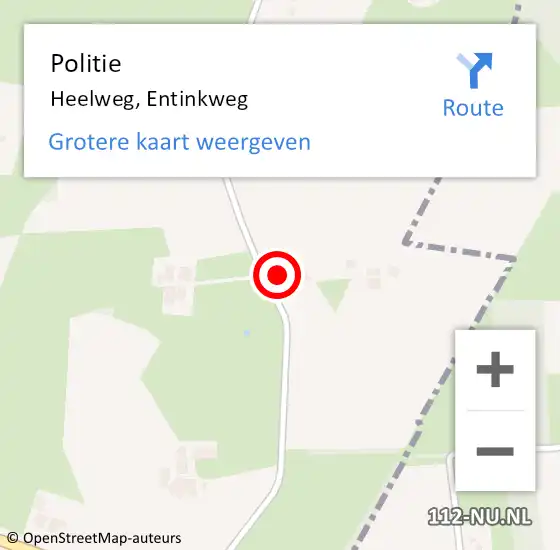 Locatie op kaart van de 112 melding: Politie Heelweg, Entinkweg op 22 september 2022 16:33