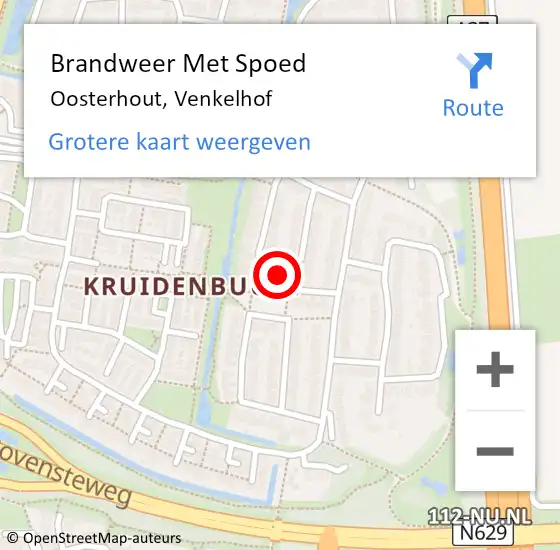 Locatie op kaart van de 112 melding: Brandweer Met Spoed Naar Oosterhout, Venkelhof op 22 september 2022 16:36