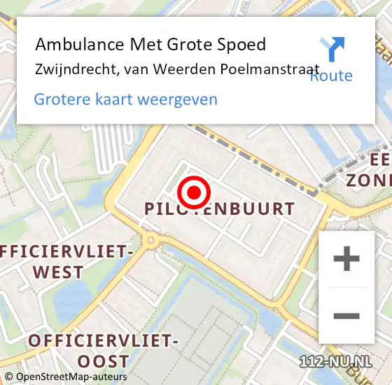 Locatie op kaart van de 112 melding: Ambulance Met Grote Spoed Naar Zwijndrecht, van Weerden Poelmanstraat op 22 september 2022 16:40