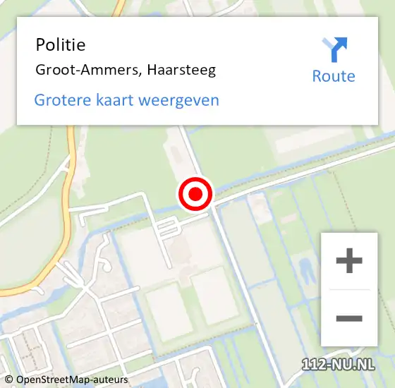 Locatie op kaart van de 112 melding: Politie Groot-Ammers, Haarsteeg op 22 september 2022 16:40