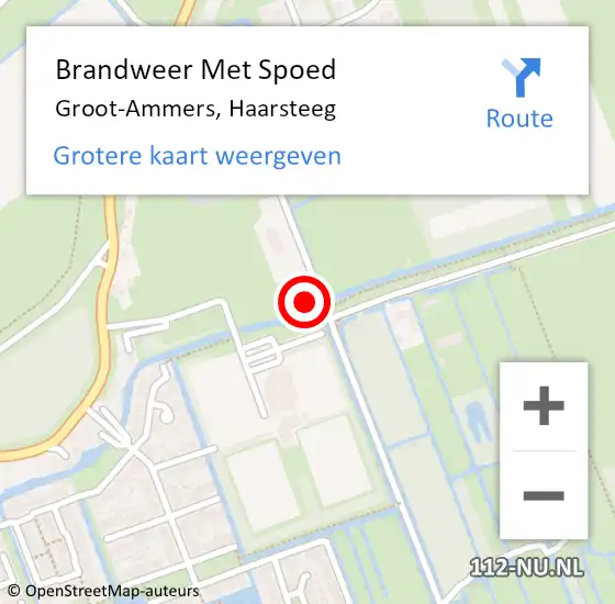 Locatie op kaart van de 112 melding: Brandweer Met Spoed Naar Groot-Ammers, Haarsteeg op 22 september 2022 16:41