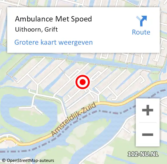 Locatie op kaart van de 112 melding: Ambulance Met Spoed Naar Uithoorn, Grift op 22 september 2022 16:42