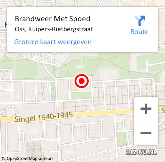 Locatie op kaart van de 112 melding: Brandweer Met Spoed Naar Oss, Kuipers-Rietbergstraat op 22 september 2022 16:58