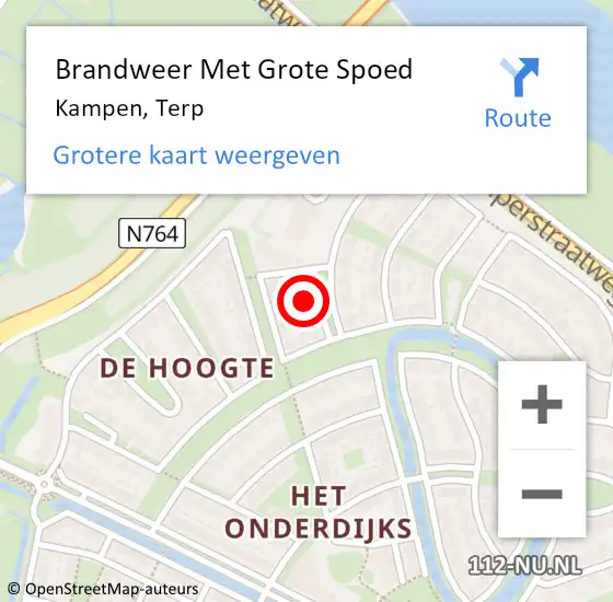 Locatie op kaart van de 112 melding: Brandweer Met Grote Spoed Naar Kampen, Terp op 22 september 2022 17:12