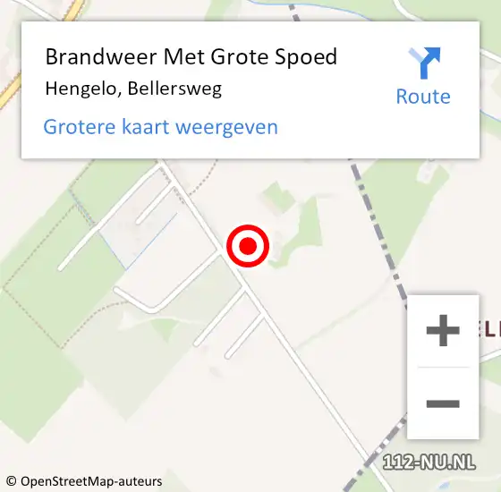 Locatie op kaart van de 112 melding: Brandweer Met Grote Spoed Naar Hengelo, Bellersweg op 22 september 2022 17:14