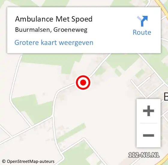 Locatie op kaart van de 112 melding: Ambulance Met Spoed Naar Buurmalsen, Groeneweg op 22 september 2022 17:28