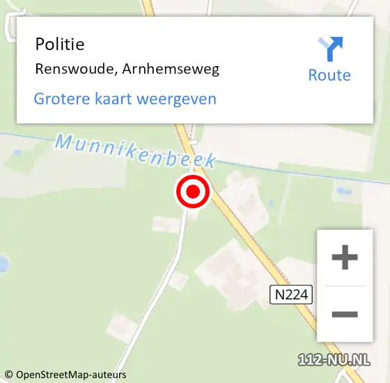 Locatie op kaart van de 112 melding: Politie Renswoude, Arnhemseweg op 22 september 2022 17:31